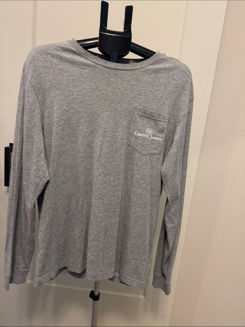 Lauren James Light Heather Gray Long-Sleeve Pocket Tee - Picture 1 of 5